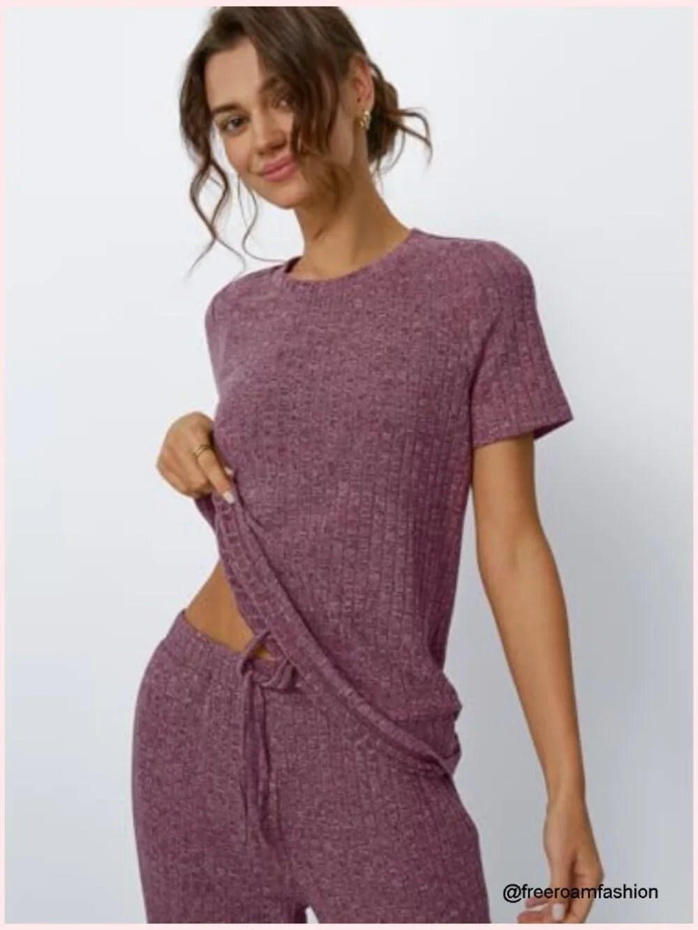 2 Piece Lounge Set Women Matching Travel Outfits Summer Short Sleeve